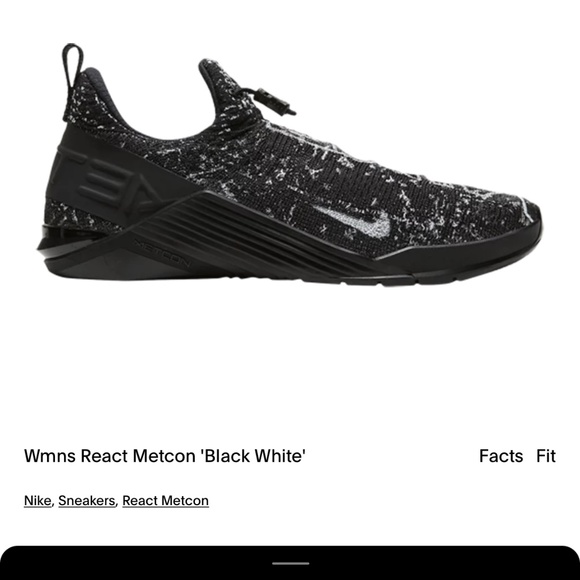 Nike Women's React Metcon Black White Sneakers - Picture 1 of 5